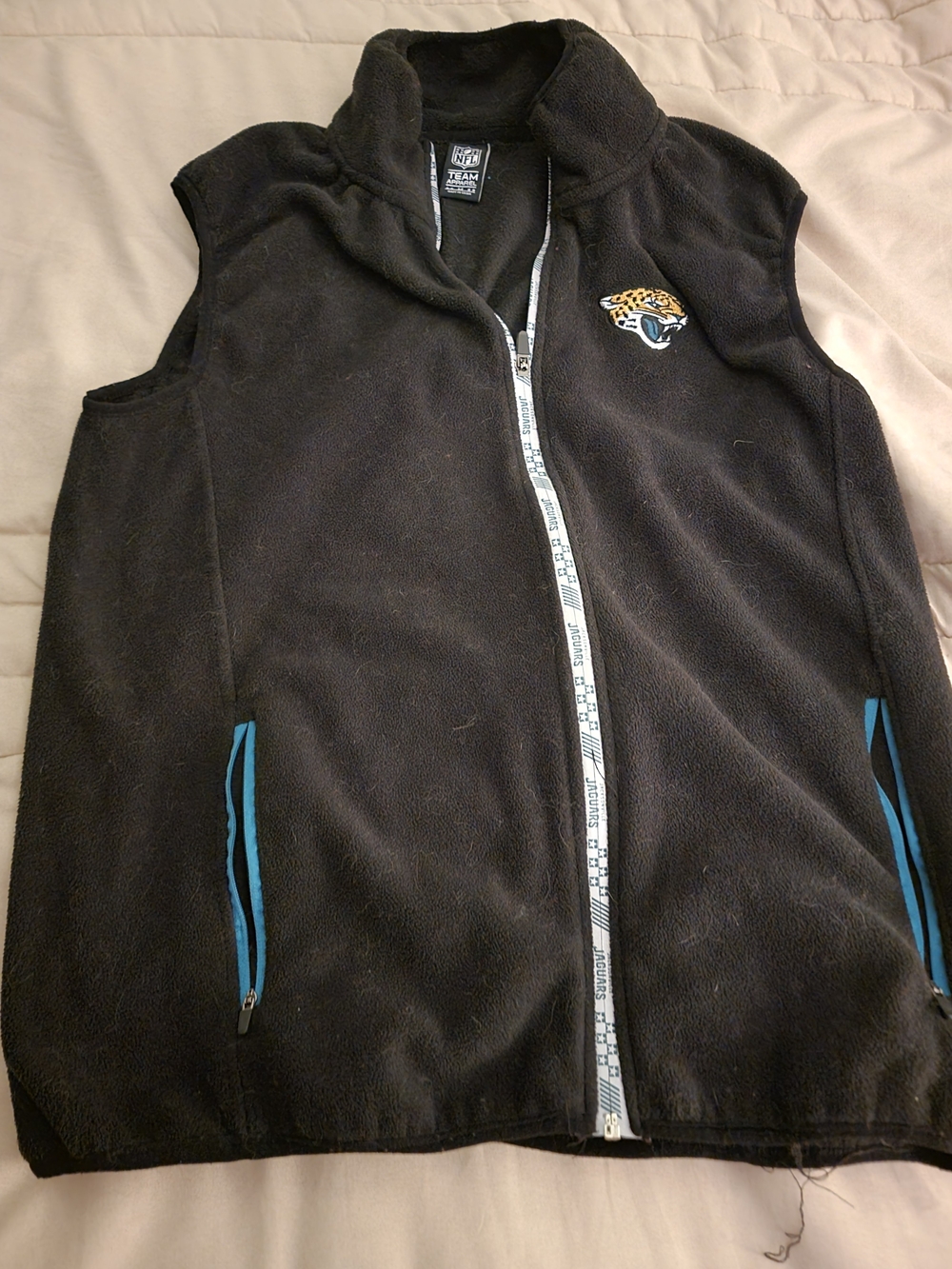 NFL Black Fleece Vest with Teal Trim